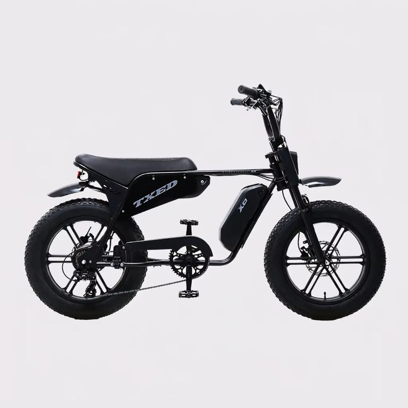 Maverick PRO-1500W fat tire electric bike dual battery side profile on gray background