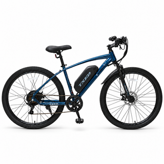 TXED Trail Blue electric bike, side profile on white background