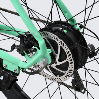 TXED Trail Mint Green 05 drivetrain on light grey studio background